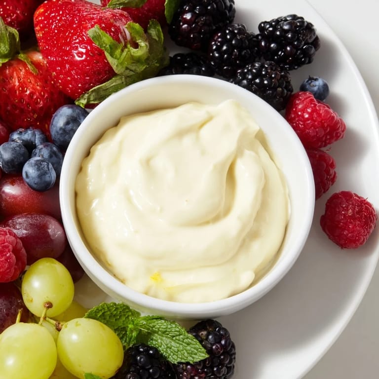 Picture this: a festive Mistletoe Kiss Berry Dip Board with colorful fruit and a delicious dip!
