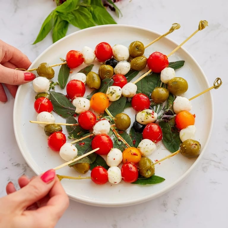 Close-up of a colorful olive and cherry tomato wreath ring ready to make an elegant snack.