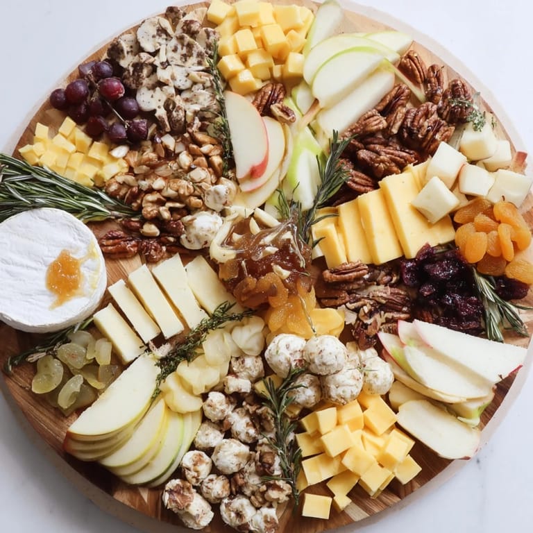 This impressive Twelve Days of Cheese Board presents a diverse selection of cheeses, fruits, and accompaniments for a holiday feast.