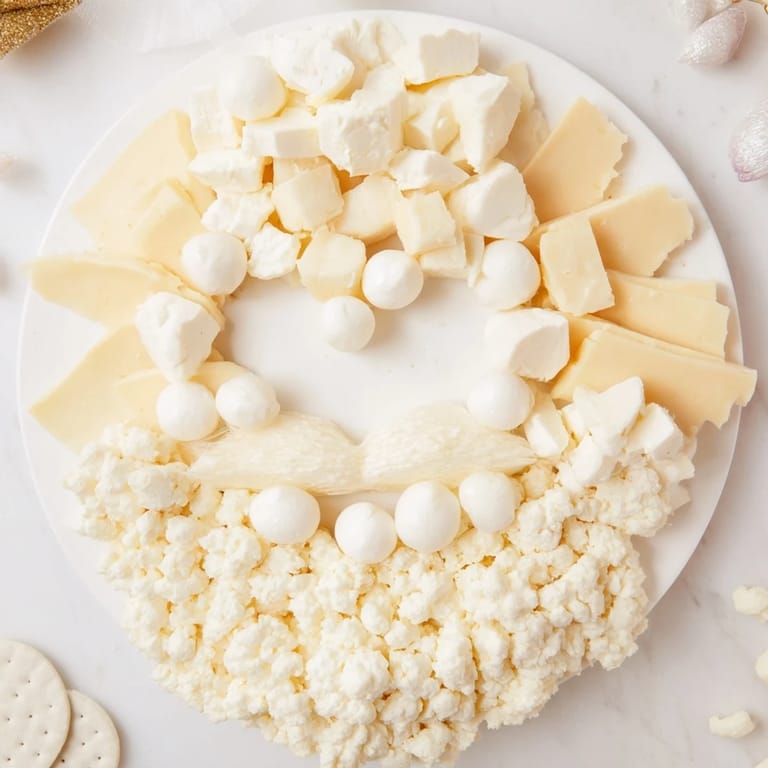 This festive Santas Beard and Hat Board features vibrant salami and cheese; a delightful holiday appetizer.