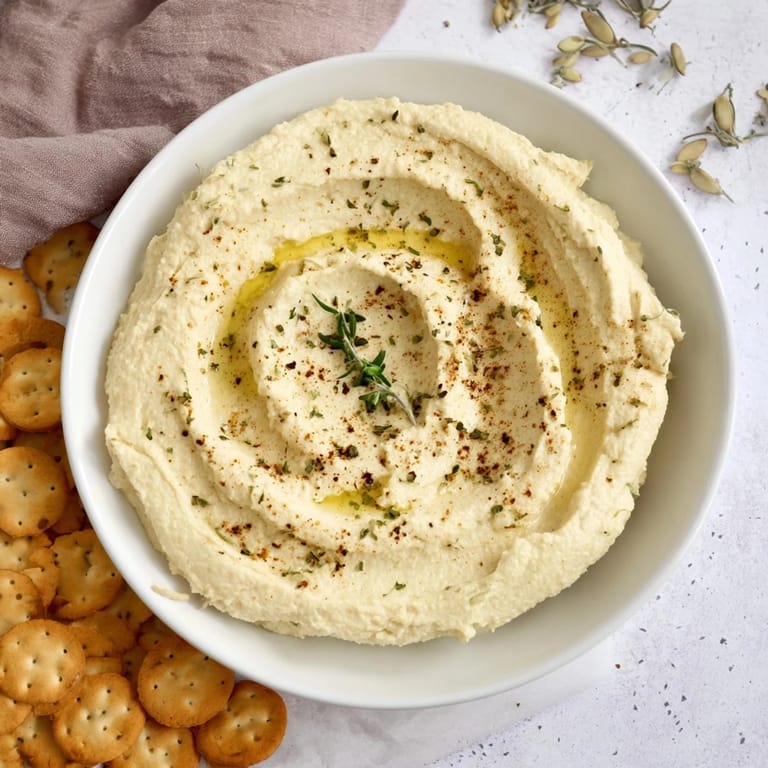Beautifully textured Sandstone Canyon appetizer: stacked hummus and crackers, ready to enjoy with friends.