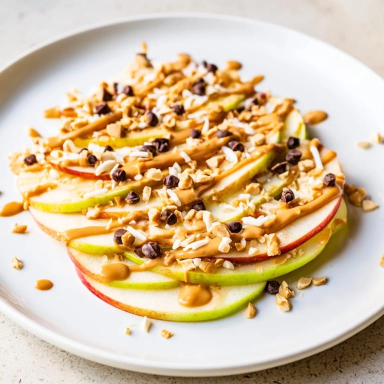Sweet honey drizzled over peanut butter and apples, creating flavorful peanut butter apple nachos.