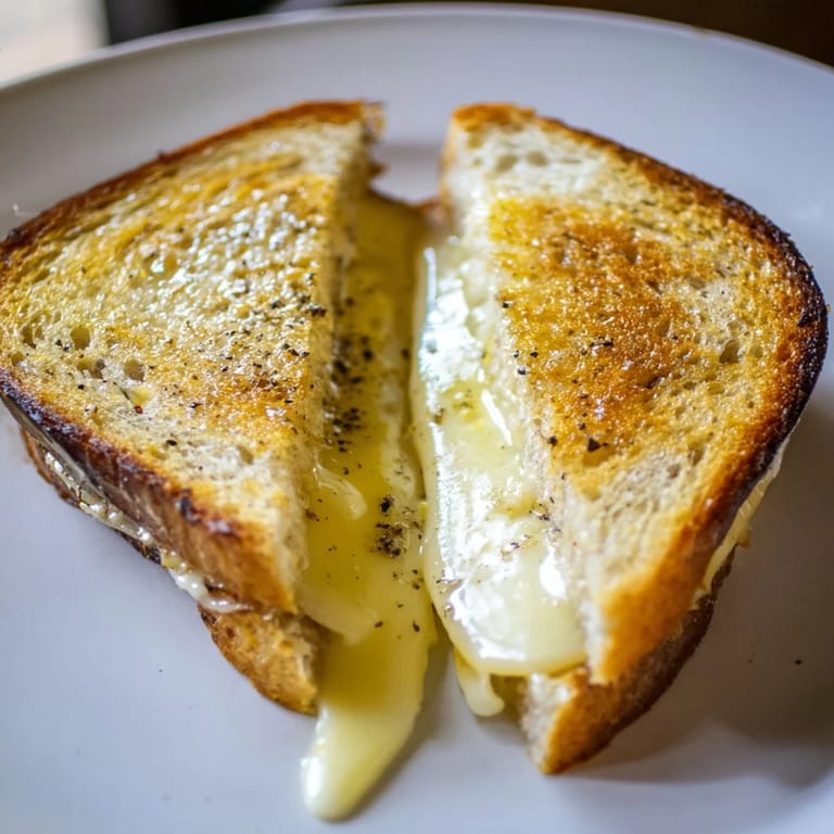 Crisp, toasted sourdough surrounding gooey cheddar in this gourmet truffle oil grilled cheese.