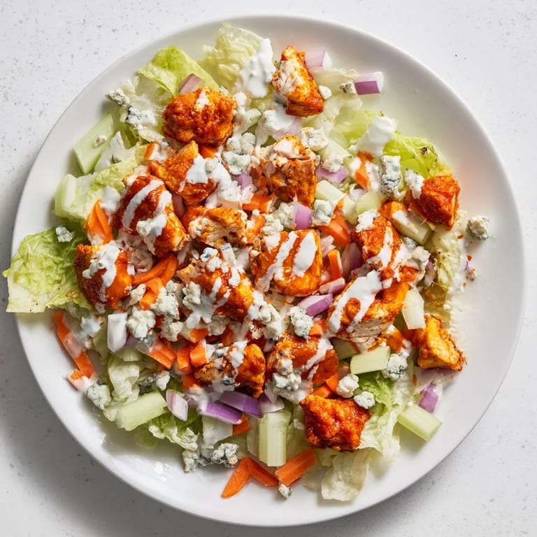 A vibrant Buffalo Chicken Chopped Salad tossed with ranch dressing, perfect for a zesty 30-minute weeknight dinner.