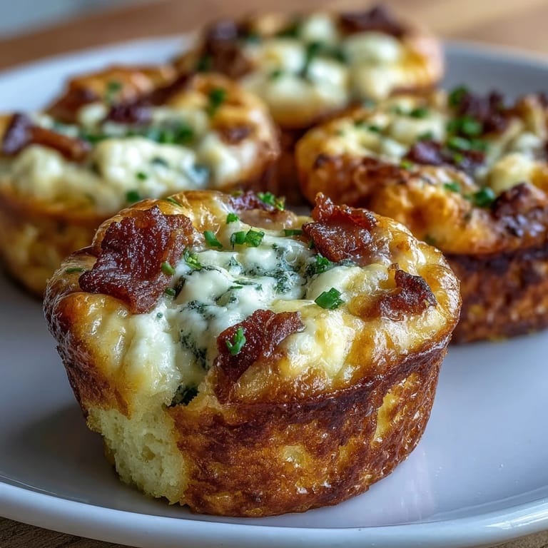 Freshly cooked Ranch Bacon Breakfast Egg Bites arranged on a white plate, ready to be enjoyed as a quick, savory breakfast on the go.
