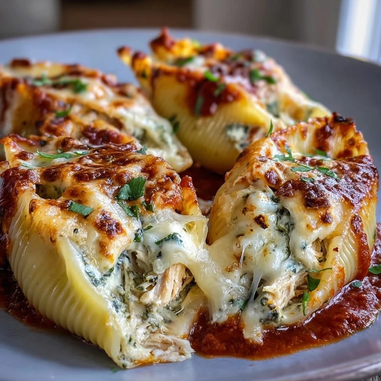 Pesto Lasagna Stuffed Shells ready to serve with a side salad and Pinot Grigio for an Italian dinner.