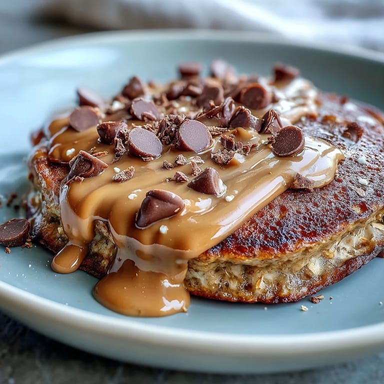 A single-serving high-protein Peanut Butter Cup Protein Pancake Bowl served warm with a spoon and optional banana slices.