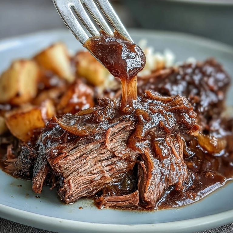 This comforting onion soup mix pot roast features juicy beef and hearty vegetables cooked low and slow for maximum flavor.