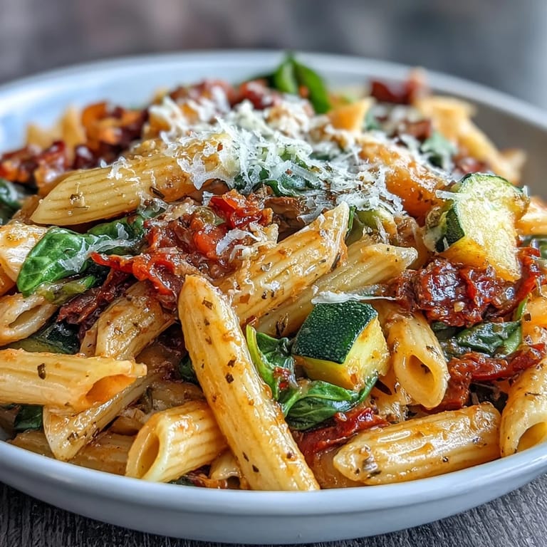 Easy one-pot pasta dish featuring fusilli, tomatoes, and seasonal vegetables, perfect for weeknight dinners.