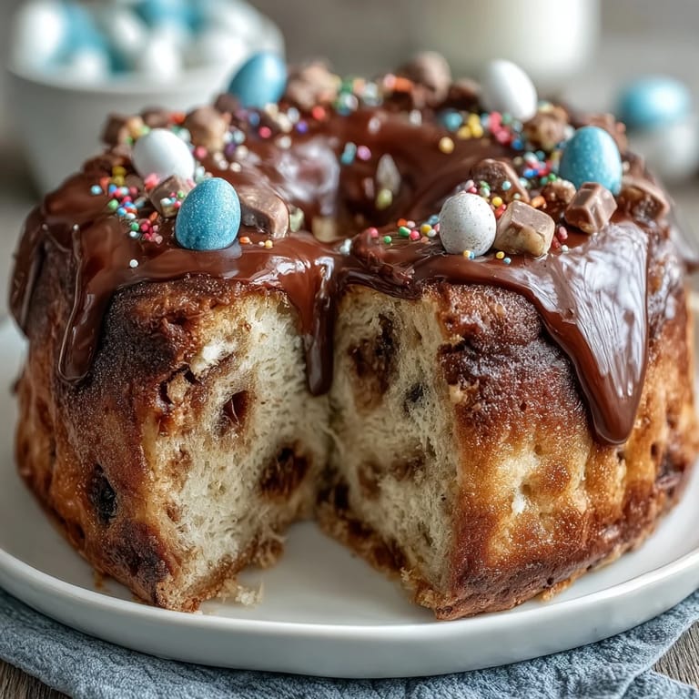 Festive Easter bunny-shaped cake reveals colorful sprinkles when sliced, featuring fluffy buttercream frosting, candy details, and shredded coconut for a whimsical holiday dessert.