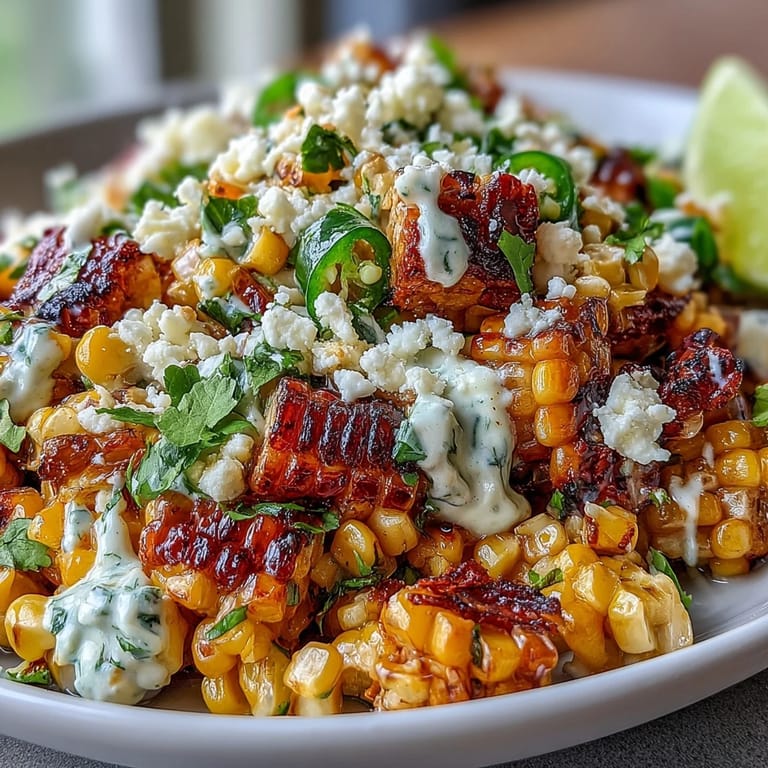 Easy Mexican Street Corn Salad featuring smoky paprika, jalapeño, and crumbled Cotija cheese for an authentic south-of-the-border side dish.
