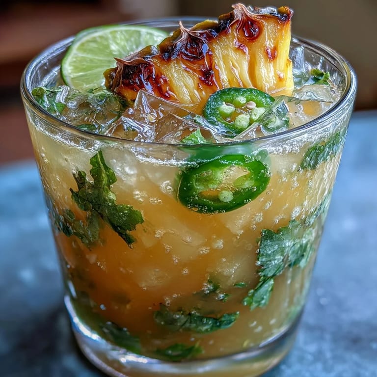 Refreshing Mexican agua fresca blending sweet pineapple with a subtle jalapeño kick, served over ice in clear glasses.
