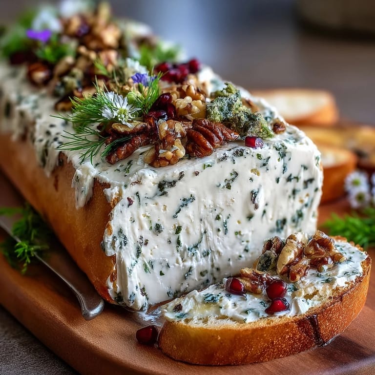Creamy butter spread topped with honey, capers, and microgreens, ready for dipping with assorted crackers and bread.