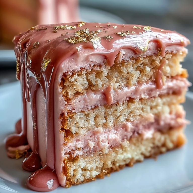 A blush-pink Rosé Velvet Cake with creamy frosting, ready for celebration.