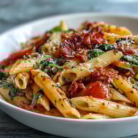 One-pot budget-friendly pasta with vegetables and Parmesan in a cozy kitchen setting.