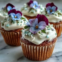 Delicate vanilla cupcakes topped with buttercream and edible flowers, perfect for baby showers and spring celebrations.