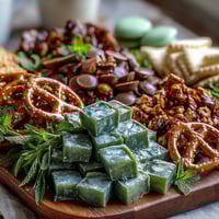 Festive St. Patrick's Day Treats Charcuterie Board with Green Candies and Sweets