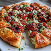 Savory roasted cherry tomato and feta galette, a flaky tart ready for dinner.